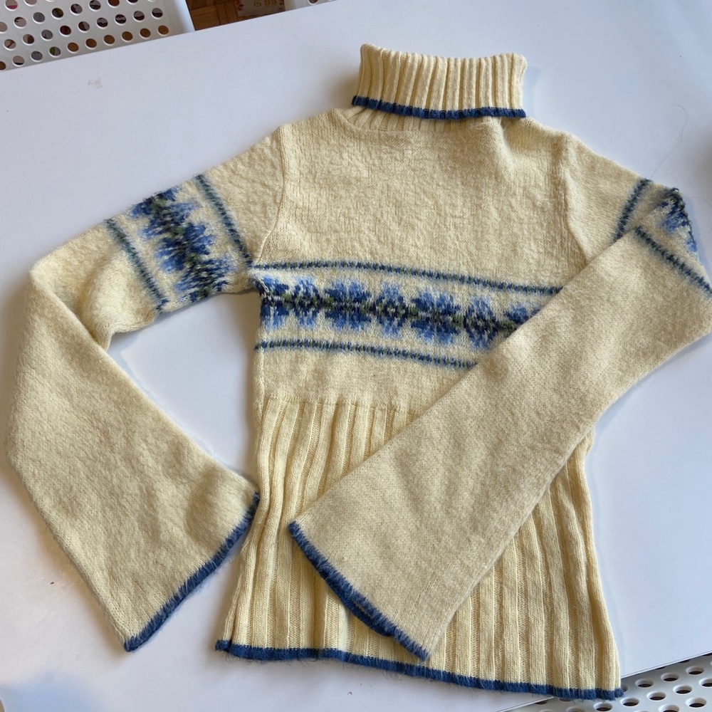 yellow and blue sweater